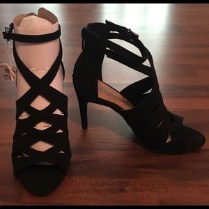 SOLD Christian Siriano stiletto suede crisscross
